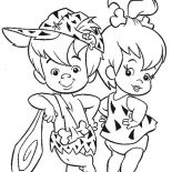 The Flintstones, Pebbles And Bamm Bamm Ruble Posing In The Flintstones Coloring Page: Pebbles and Bamm Bamm Ruble Posing in the Flintstones Coloring Page