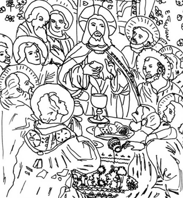 Disciples, : Picture of Jesus Disciples in the Last Supper Coloring Page