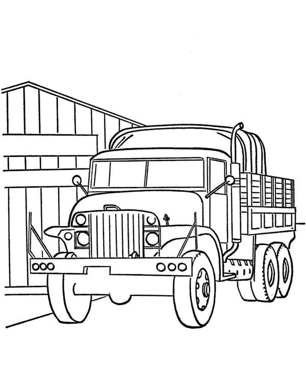 Armed Forces Day, : Picture of Military Truck in Armed Forces Day Coloring Page