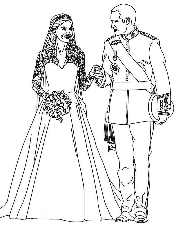 Wedding, : Prince and Princess Royal Wedding Coloring Page