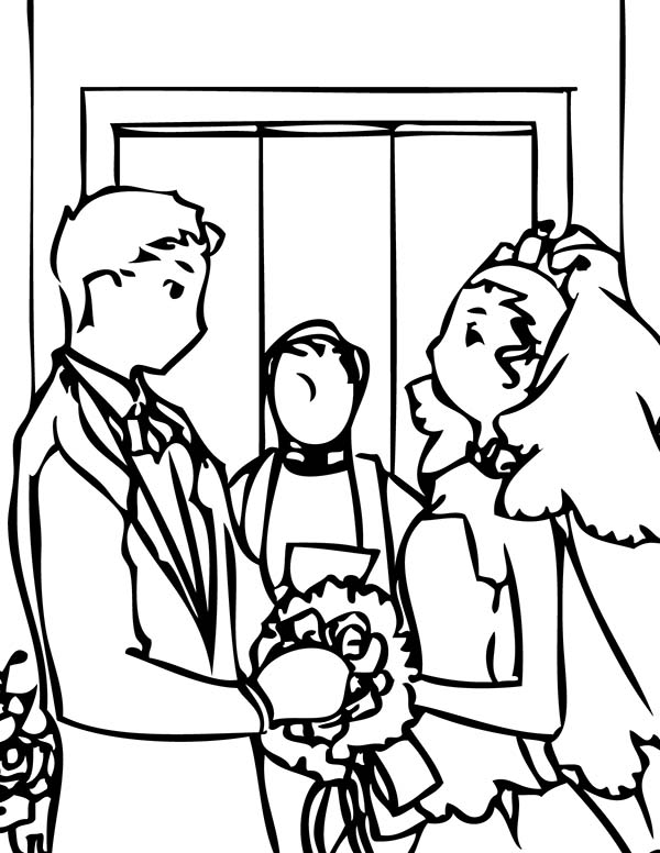 Wedding, : Reading Wedding Vows Coloring Page 2