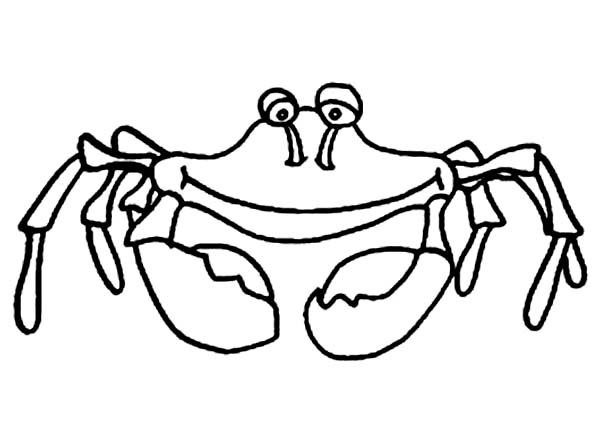 Crab, : Smiling Crab Coloring Page