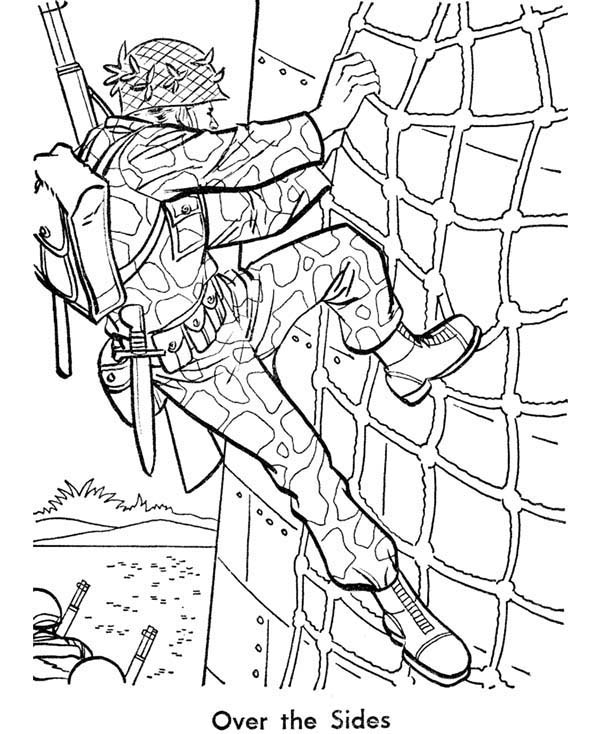 Armed Forces Day, : Soldier is Training Hard in Armed Forces Day Coloring Page