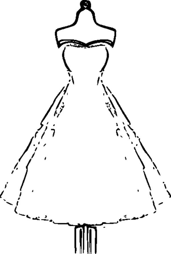Dress, : Strapless Wedding Dress Coloring Page