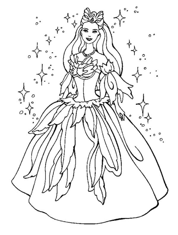 Barbie Princess, : Stunning Barbie Princess in Amazing Gown Coloring Page