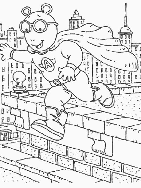 Arthur, : Super Arthur Jump from One Building to Another Coloring Page