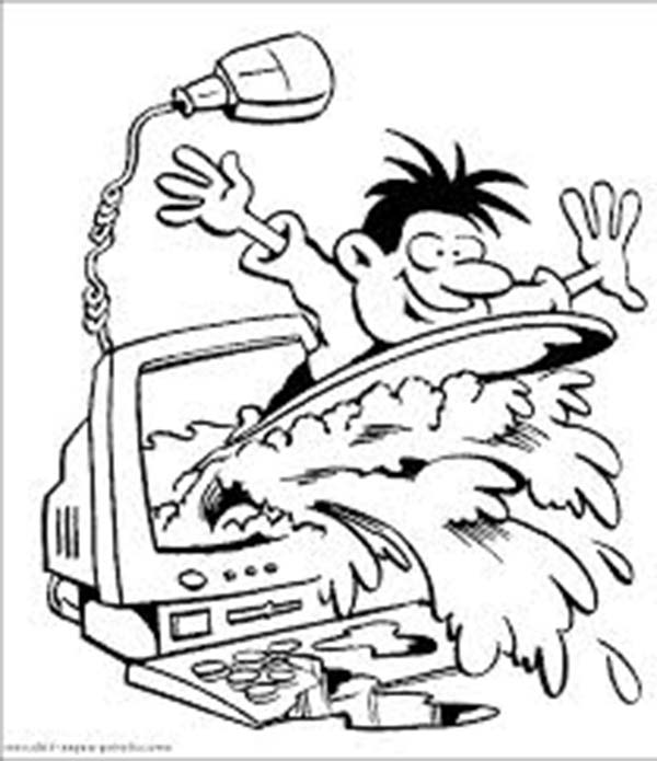 Computer, : Surfing on the Internet with Computer Coloring Page