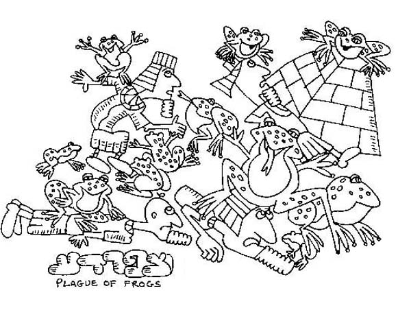 10 Plagues of Egypt, : The River Shall Bring Forth Frogs Abundantly in 10 Plagues of Egypt Coloring Page