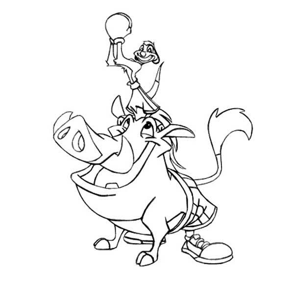 Timon and Pumbaa, : Timon Want to be a Boxer in Timon and Pumbaa Coloring Page