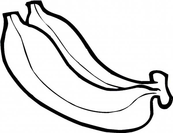 Banana, : Tropical Banana Coloring Page
