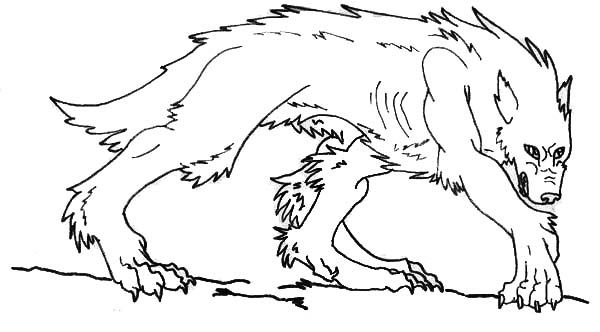 Werewolf, : Werewolf Looking for Prey Coloring Page