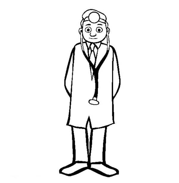 Doctor, : Young Doctor and Stethoscope Coloring Page