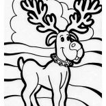 Christmas, Santa Clauss Christmas Reindeer In The North Pole On Christmas Coloring Page: Santa Clauss Christmas Reindeer in the North Pole on Christmas Coloring Page