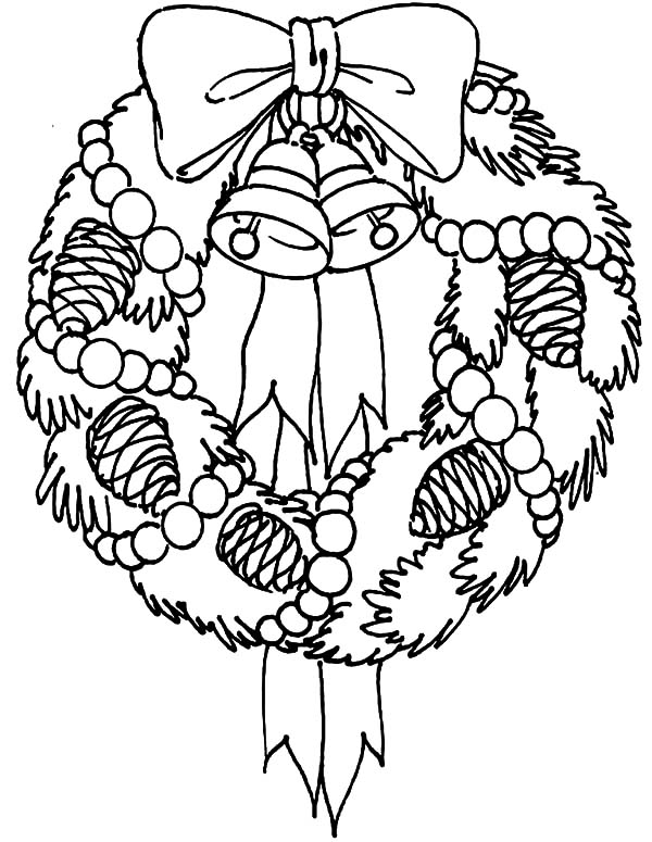 Christmas Wreaths, : Christmas Wreath Covered with Pine Fruit Coloring Pages
