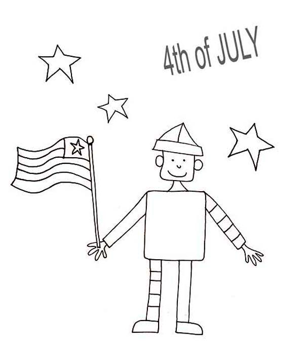 Independence Day, : Kids Sketching of Independence Day Celebration Coloring Page