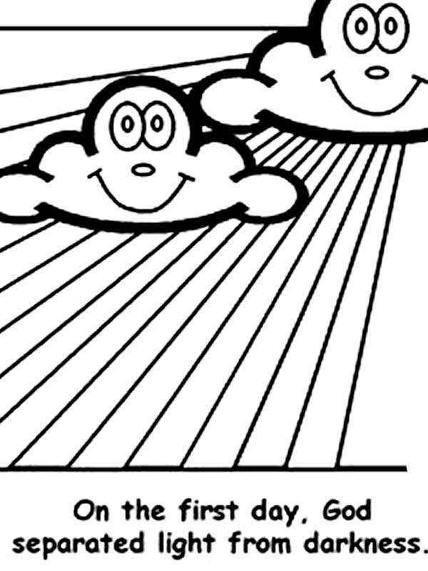 Days Creation, : Days of Creation God Separated Light from Darkness Coloring Pages