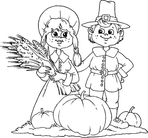 Harvests, : Farmer Couple Harvests Coloring Pages