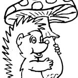 Hedgehog, Hedgehog And Big Mushroom Coloring Pages: Hedgehog and Big Mushroom Coloring Pages
