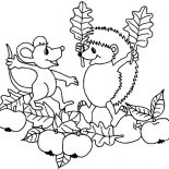 Hedgehog, Hedgehog And Little Mouse Sharing Apple Coloring Pages: Hedgehog and Little Mouse Sharing Apple Coloring Pages
