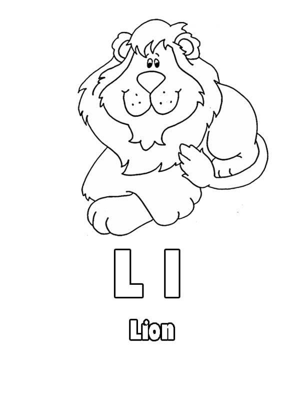 Letter l, : Kindergarten Kids Learning Letter L for Lion Coloring Page
