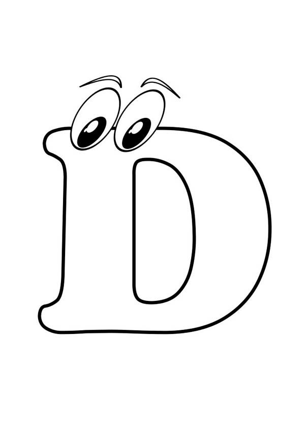 Letter D, : Learning Letter D Coloring Page