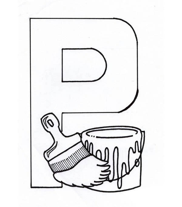 Letter p, : Letter P is for Paint Coloring Page