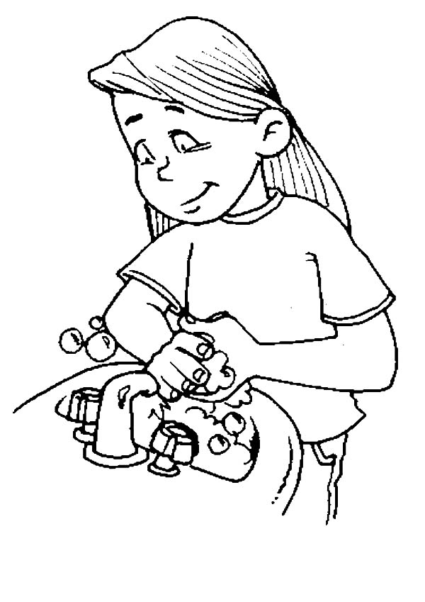 Hand Washing, : My Sister Washing Her Hand Coloring Pages