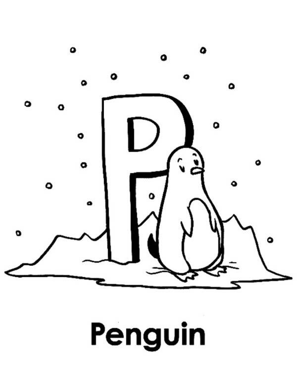 Letter p, : Penguin Come from Letter P Coloring Page