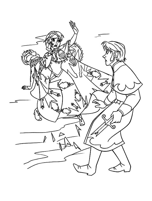 Hans, : Princess Anna Protect Her Sister from Prince Hans Attack Coloring Pages