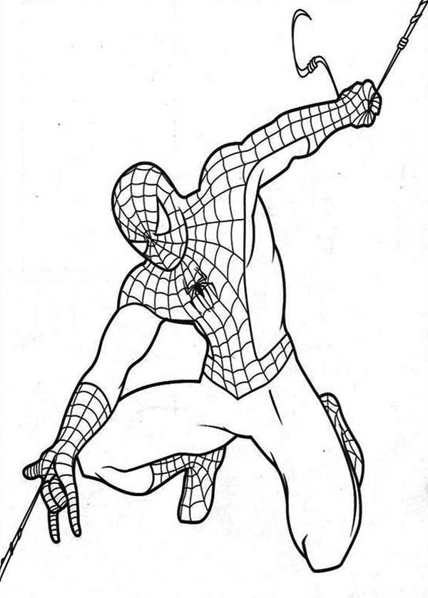 Spiderman, : Spiderman Shoot Spiderwebs Coloring Page