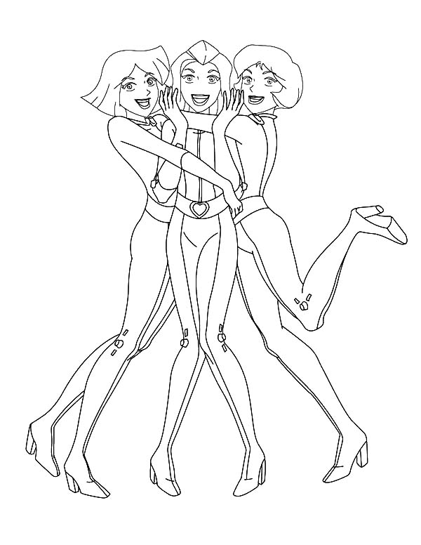 Totall Spies, : Totall Spies Hug Each Other Coloring Pages