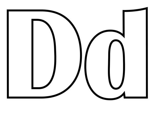 Letter D, : Upper and Lower Case of Letter D Coloring Page